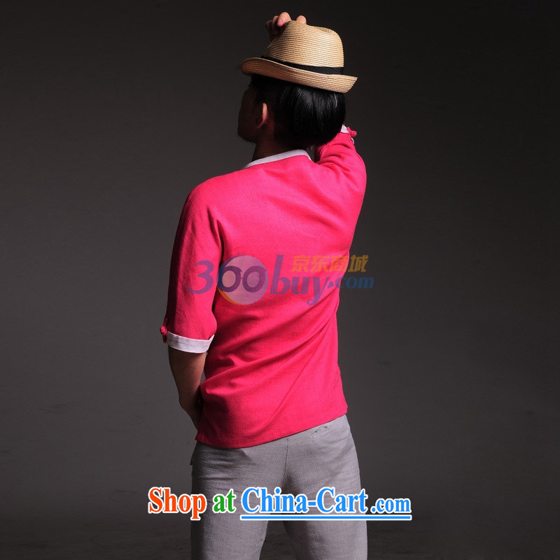 Fujing Qipai Tang peach male Tang is a refreshing short-sleeved T-shirt high-end linen T shirts young Tang service knocked color summer 49 peach XL, Fujing Qipai Tang (Design seventang), online shopping