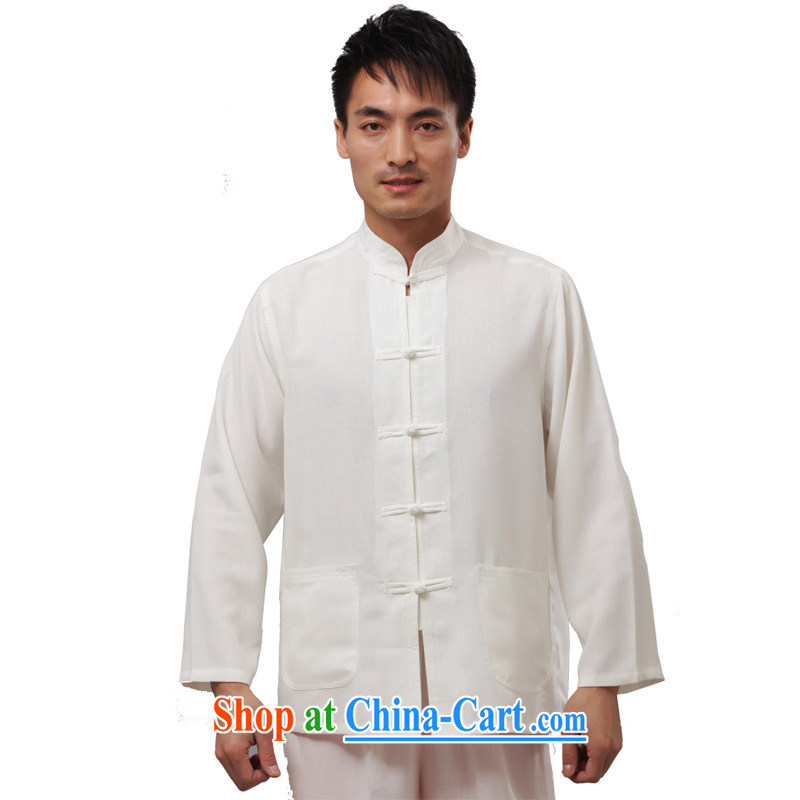 Yan Shu GE older men fall short with the T-shirt national costumes, for the charge-back casual clothes - Flat long-sleeved T-shirt white long-sleeved 4 XL