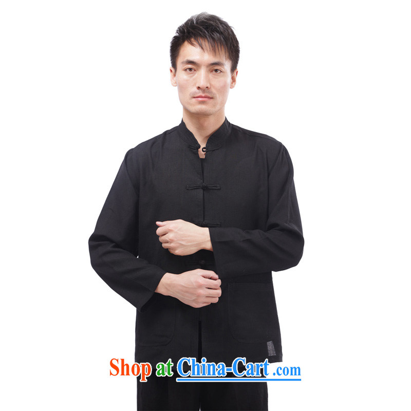 Charlene this pavilion and load fall very casual sports national costumes Chinese Kit Tai Chi practitioners serving morning exercise clothing - Flat long-sleeved Kit black long sleeved 4 XL