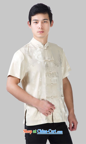Yan Shu in older men , for the charge-back short-sleeved T-shirt Chinese traditional dress father relaxed T-shirt half sleeve - Wen Dragon beige short-sleeved 4 XL pictures, price, brand platters! Elections are good character, the national distribution, so why buy now enjoy more preferential! Health