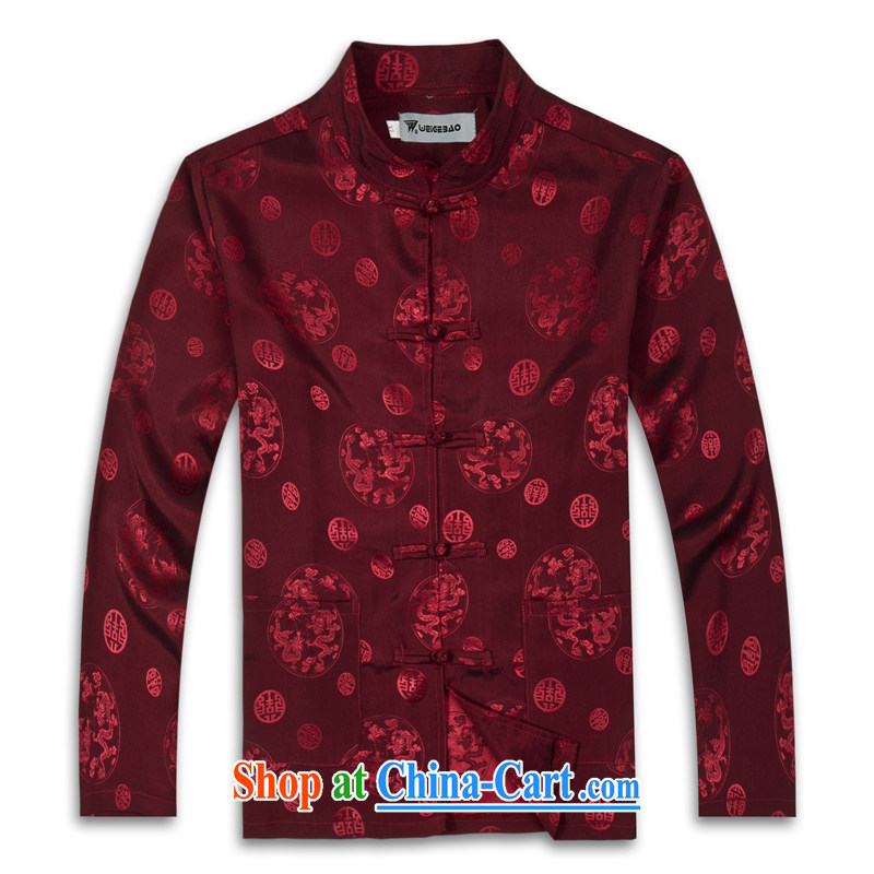 2015 spring new products, the BMW China wind long-sleeved Chinese silk men's T-shirt T shirts stylish Tang service shirt red XXXL