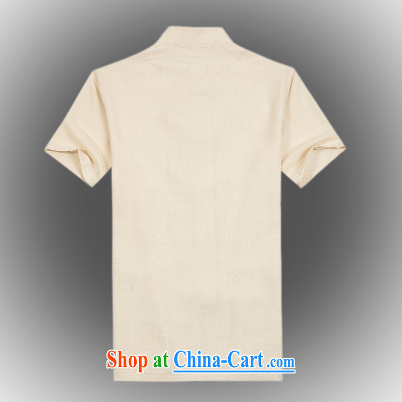 VeriSign, Po 2015 summer new linen cool breathable sweat China wind short-sleeved Chinese men's T-shirt Tang B - 005 beige L, law and, on-line shopping