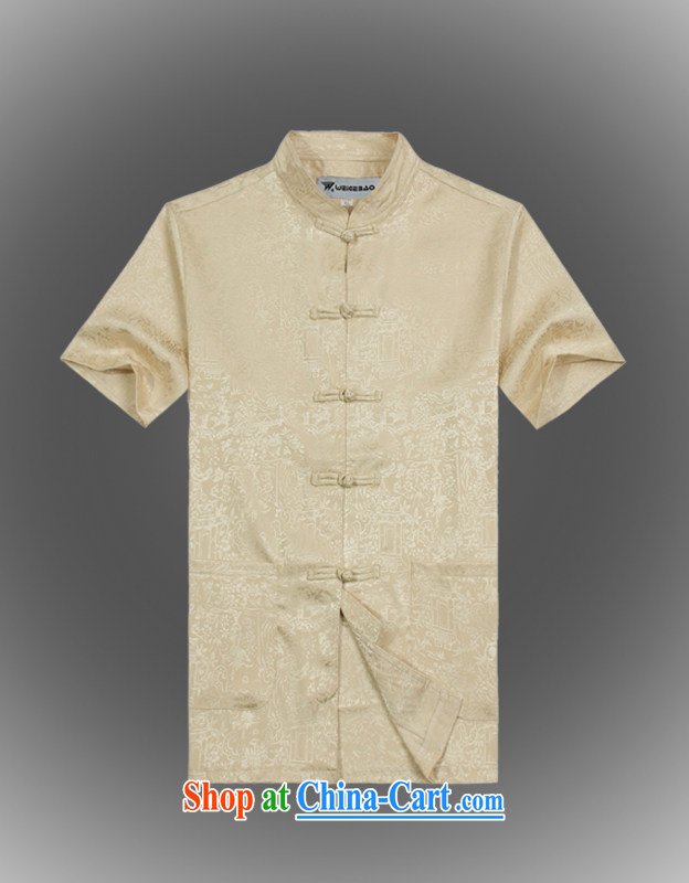VeriSign, Po 2015 summer New Products China wind short-sleeved Chinese men's T-shirt T shirts stylish Tang service shirt B - 003 beige XXXL
