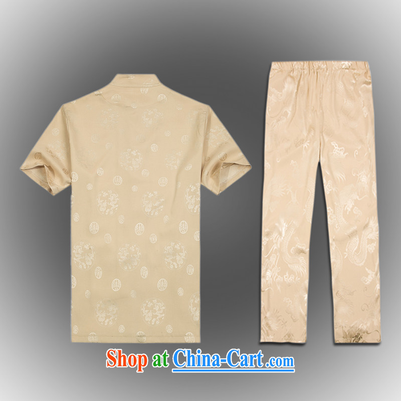 VeriSign, Po 2015 spring and summer, the older Chinese wind Chinese package men's stylish Tang uniform shirt pants beige XXXL (56) and the fruit, and, shopping on the Internet