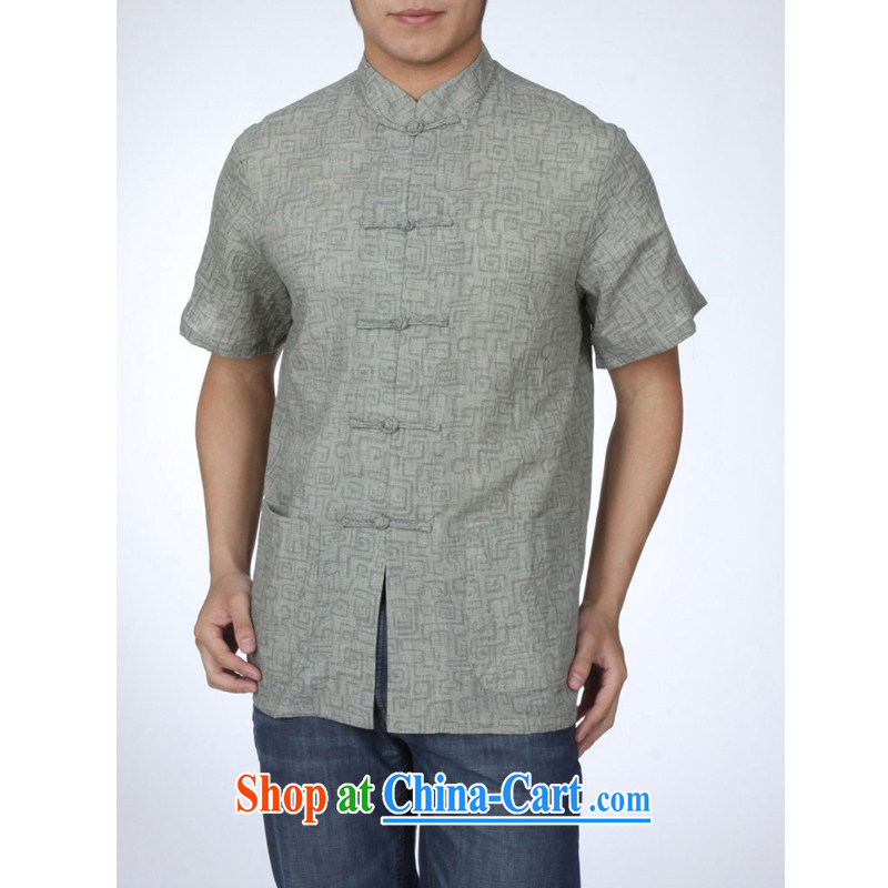 The Dili, Mr Rafael Hui, Mr Tang is cool and comfortable, breathable short-sleeved Chinese men and a short-sleeved, older men's casual shirt A - 2 gray-green color 170