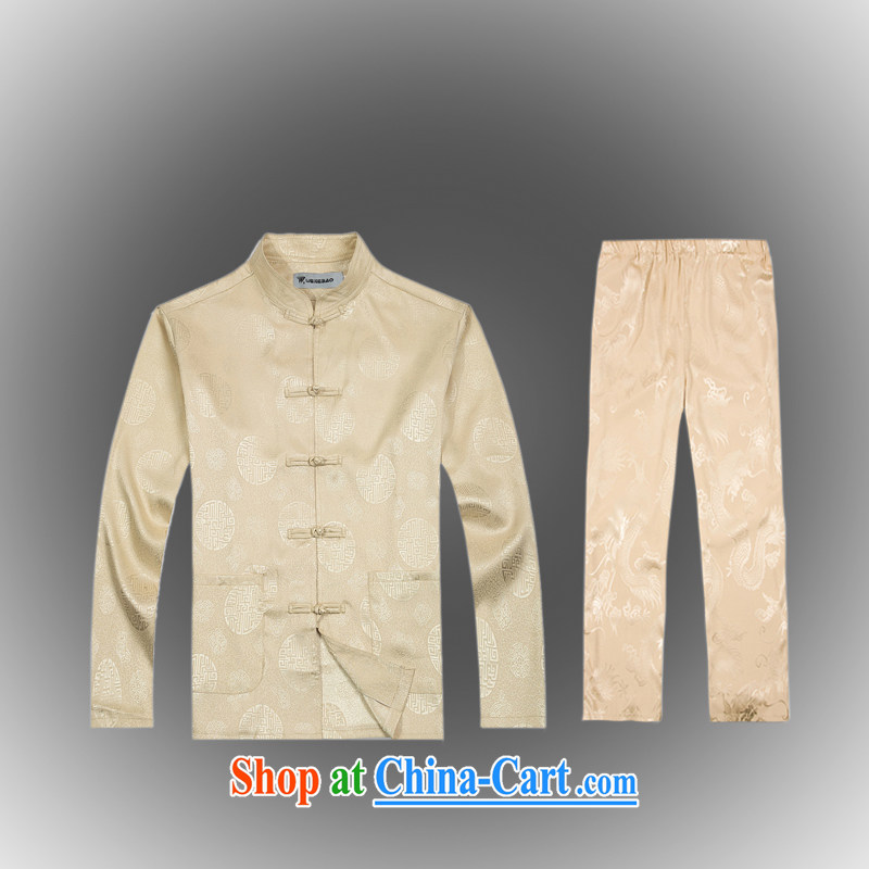 Hot Spring 2015 with new products, the BMW China wind Chinese men's T-shirt T pension package Tang service silk shirt B - 0116 A beige XXXL (56) and the fruit, shopping on the Internet