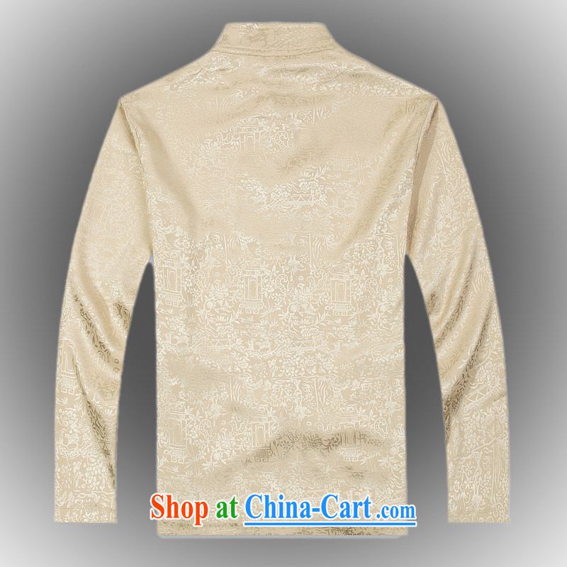 Hot Spring 2015 with new products, the BMW China wind Chinese men's T-shirt T pension package Tang service silk shirt B - 0112 A beige XXXL (56), Federal core Chai, who, on-line shopping