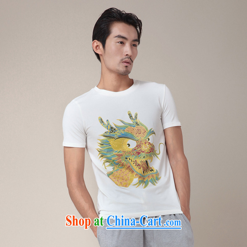 Fujing Qipai Tang without a road design, the Chinese short-sleeved hot stamp leading T pension new explosions, Chinese personality male and TEE 346 white XL, Fujing Qipai Tang (Design seventang), online shopping