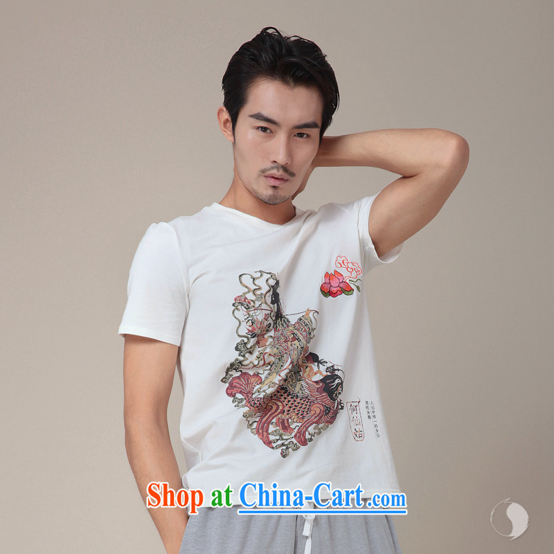 Fujing Qipai Tang no road original summer T T-shirt Chinese myth 8 cents Fairy Zixia what Chinese short-sleeved round neck stamp T-shirt male and TEE 334 white M, Fujing Qipai Tang (Design seventang), online shopping