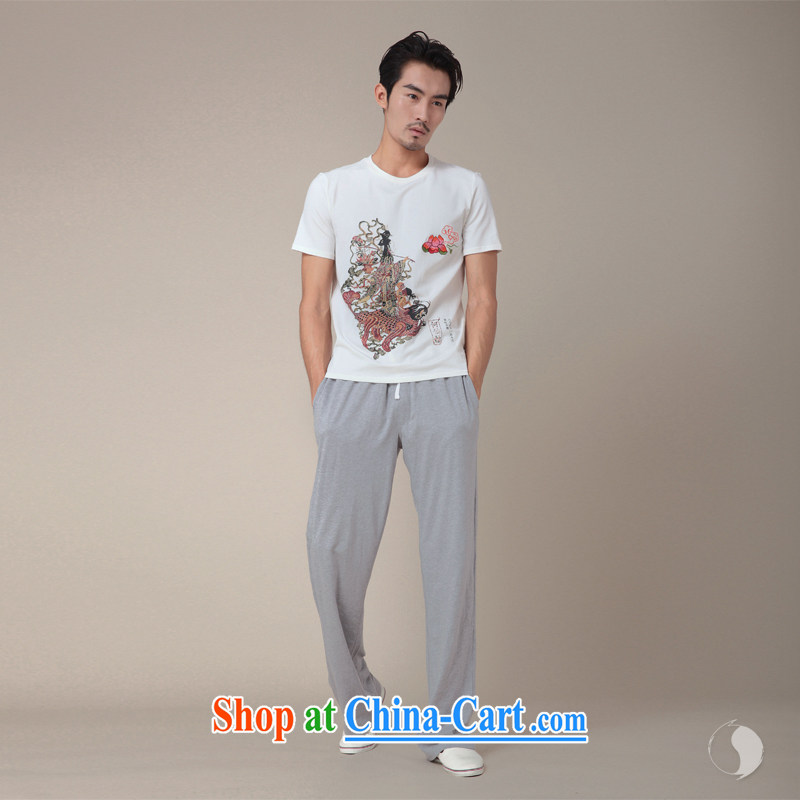 Fujing Qipai Tang no road original summer T T-shirt Chinese myth 8 cents Fairy Zixia what Chinese short-sleeved round neck stamp T-shirt male and TEE 334 white M, Fujing Qipai Tang (Design seventang), online shopping