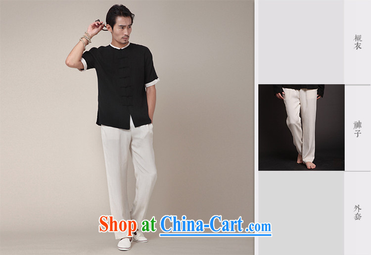 Fujing Qipai Tang China wind shirt linen Chinese upgrade day silk Chinese-tie-neck improved men's short-sleeved national summer T-shirt 360 black XL pictures, price, brand platters! Elections are good character, the national distribution, so why buy now enjoy more preferential! Health