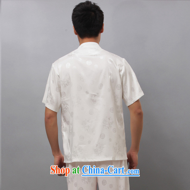 Yu-na this cabinet older men and summer wear traditional ethnic clothes Chinese Tang is loose exercise clothing, for the charge-back lounge T-shirt - a long short-sleeved white short-sleeved 4 XL, Charlene this pavilion, and shopping on the Internet