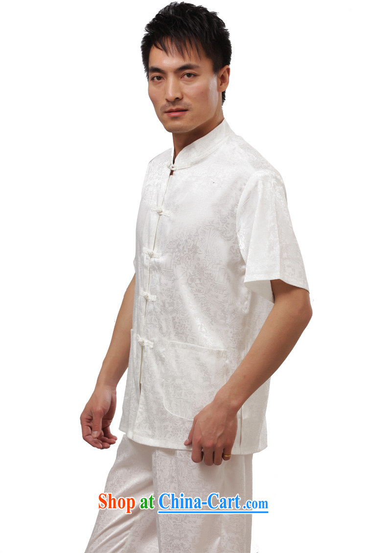 Yan Shu cabinet men Chinese leisure Chinese men and T-shirt Tai Chi clothing traditional clothing exercise clothing morning exercises - the River During the Qingming Festival short-sleeved T-shirt beige 4 XL pictures, price, brand platters! Elections are good character, the national distribution, so why buy now enjoy more preferential! Health