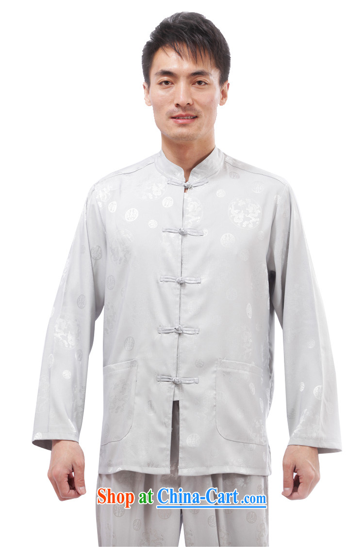 Yan Shu pavilion, older men's traditional ethnic costumes Chinese Tang with loose clothes, collar long-sleeved Casual Shirt - a long long beige 4 XL pictures, price, brand platters! Elections are good character, the national distribution, so why buy now enjoy more preferential! Health