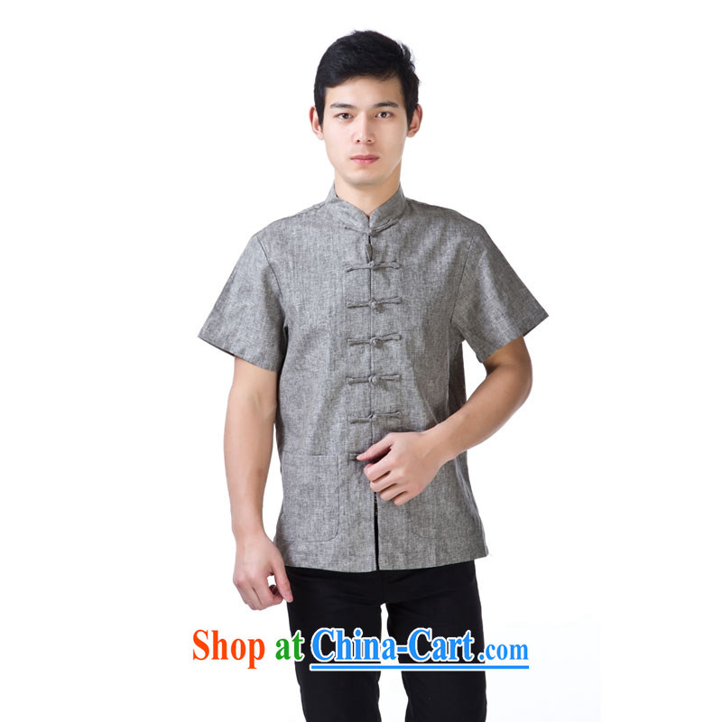 Yu-na this cabinet men's summer, older Chinese, for the charge-back short-sleeved T-shirt loose breathable pure cotton half sleeve old muslin nation - old muslin short light gray 4 XL, Charlene this pavilion, shopping on the Internet