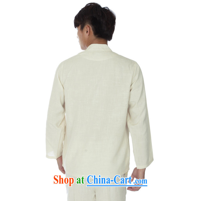 2015 spring and summer New Solid Color men's cotton the commission long-sleeved Tang in older Chinese men's leisure Tang load package father spring morning workout clothing 01m yellow 170/A, Adam, elderly, and shopping on the Internet