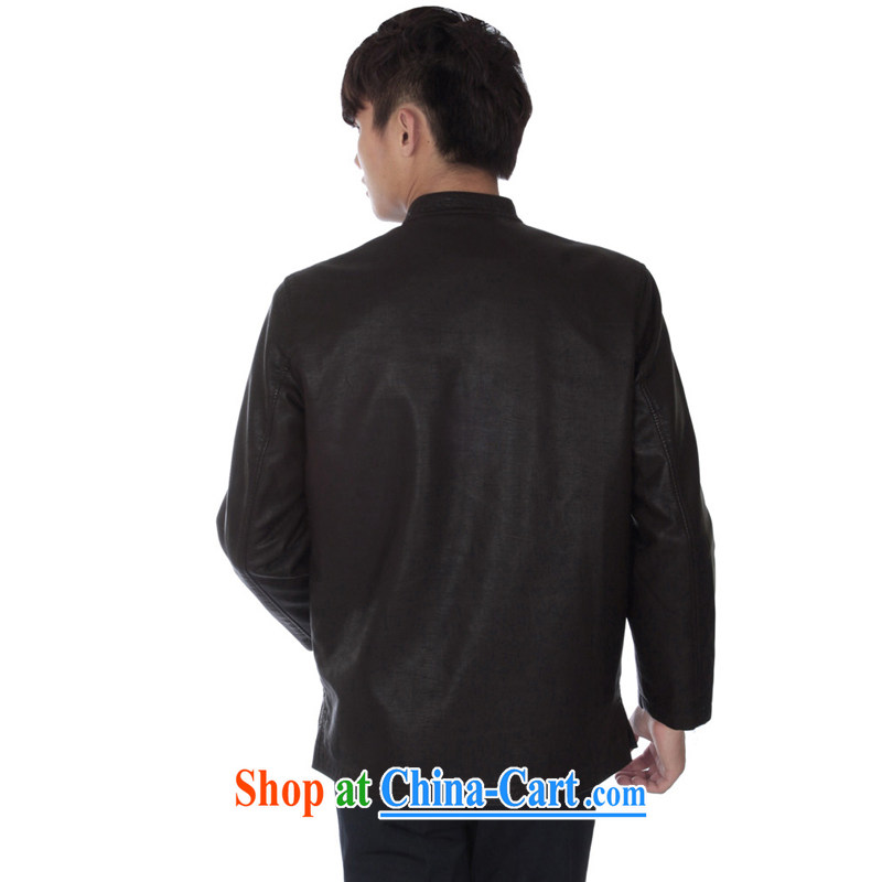 Huge benefit from Adam's elderly fall and winter washable leather long-sleeved Chinese men and replace the old men fall/winter coat embroidered dragon men and thick leather Tang on 07 deep coffee color 190/click, Adam, elderly, and shopping on the Interne