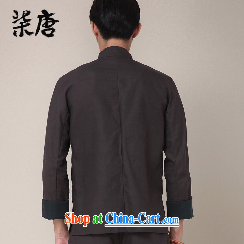 Fujing Qipai Tang China wind national stylish kung fu shirt cotton Ma Long-Sleeve Chinese men and Han-chinese-tie personality and jackets 369 dark gray XL, Fujing Qipai Tang (Design seventang), online shopping