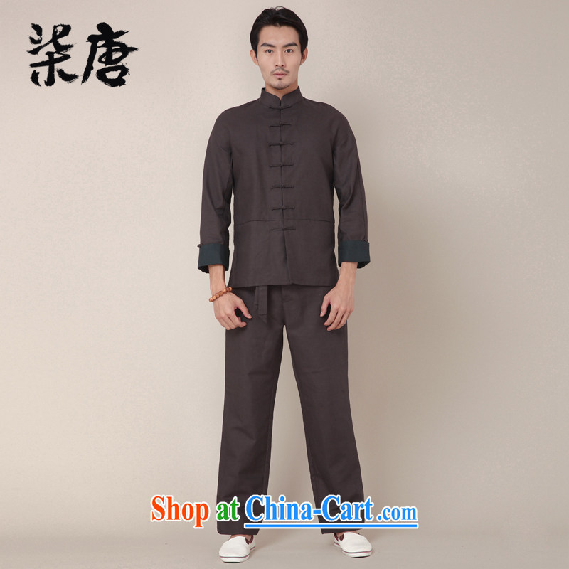 Fujing Qipai Tang China wind national stylish kung fu shirt cotton Ma Long-Sleeve Chinese men and Han-chinese-tie personality and jackets 369 dark gray XL, Fujing Qipai Tang (Design seventang), online shopping
