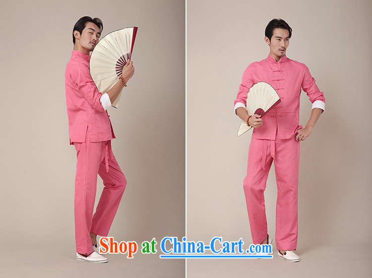 Fujing Qipai Tang national costumes improved traditional Kung Fu T-shirt men's cotton Ma Long-Sleeve Chinese Chinese color men's shirts and 374 peach XL pictures, price, brand platters! Elections are good character, the national distribution, so why buy now enjoy more preferential! Health