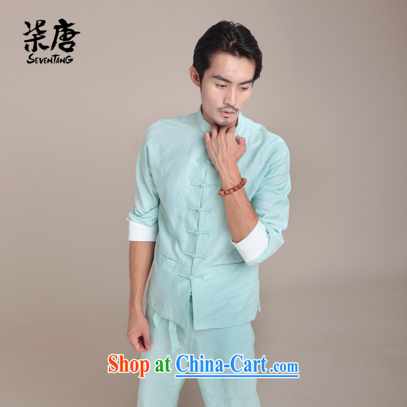 Fujing Qipai Tang Chinese style kungfu shirt national cotton Ma Long-Sleeve Shirt Chinese Spring jacket Chinese men's national costume 2014 original 377 mint green M, Fujing Qipai Tang (Design seventang), online shopping