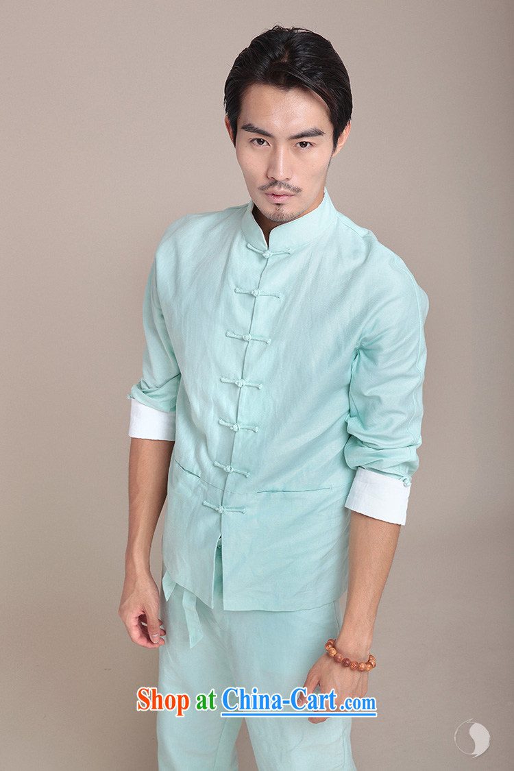 Fujing Qipai Tang China Kungfu shirt national cotton Ma Long-Sleeve Mock Chinese Spring jacket Chinese men's national costume 2014 original 377 mint green M pictures, price, brand platters! Elections are good character, the national distribution, so why buy now enjoy more preferential! Health