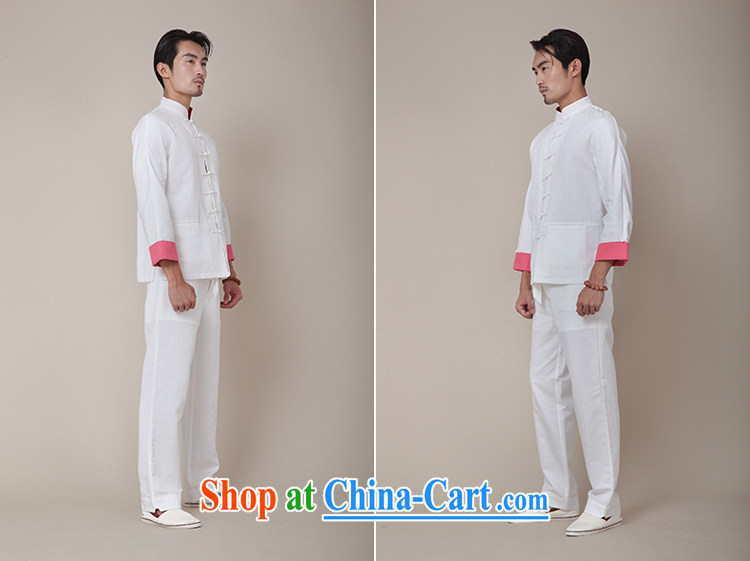 Fujing Qipai Tang China kung fu T-shirt cotton the Chinese long-sleeved-tie, collar shirt Chinese Choo, men's T-shirt national jacket 2014 re 379 white peach sleeved XL pictures, price, brand platters! Elections are good character, the national distribution, so why buy now enjoy more preferential! Health