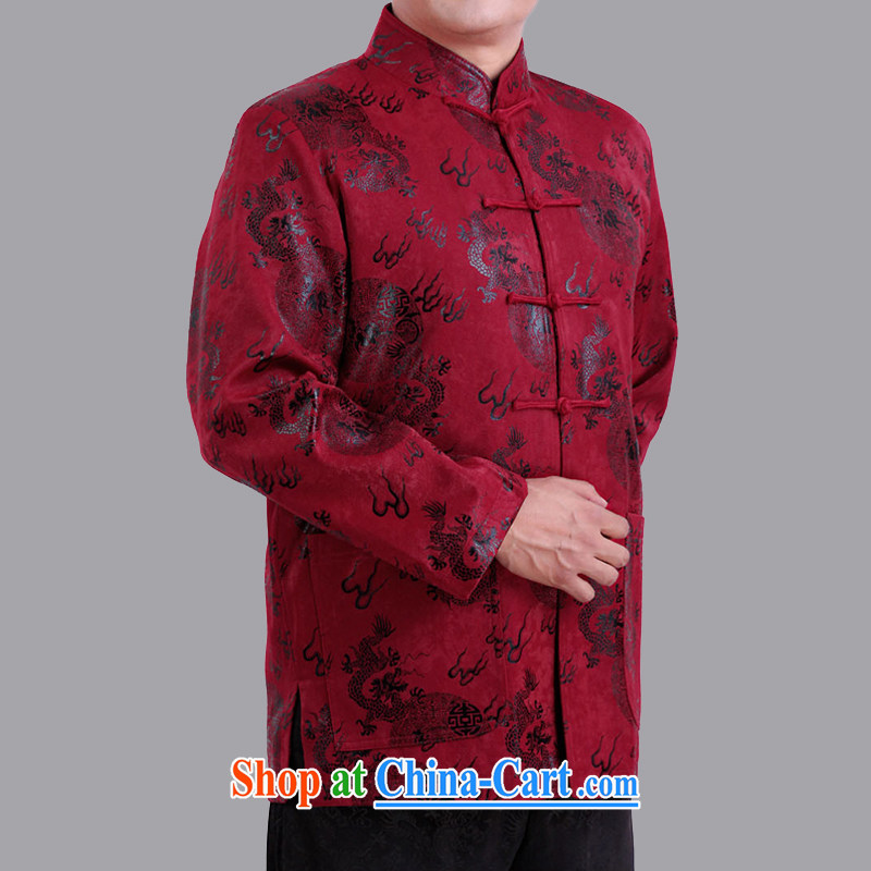 Adam's elderly fall and winter male Chinese thin quilted coat loose long-sleeved Tang jackets men and elderly people in the Autumn Chinese 1282 red 170 yards, spring and autumn