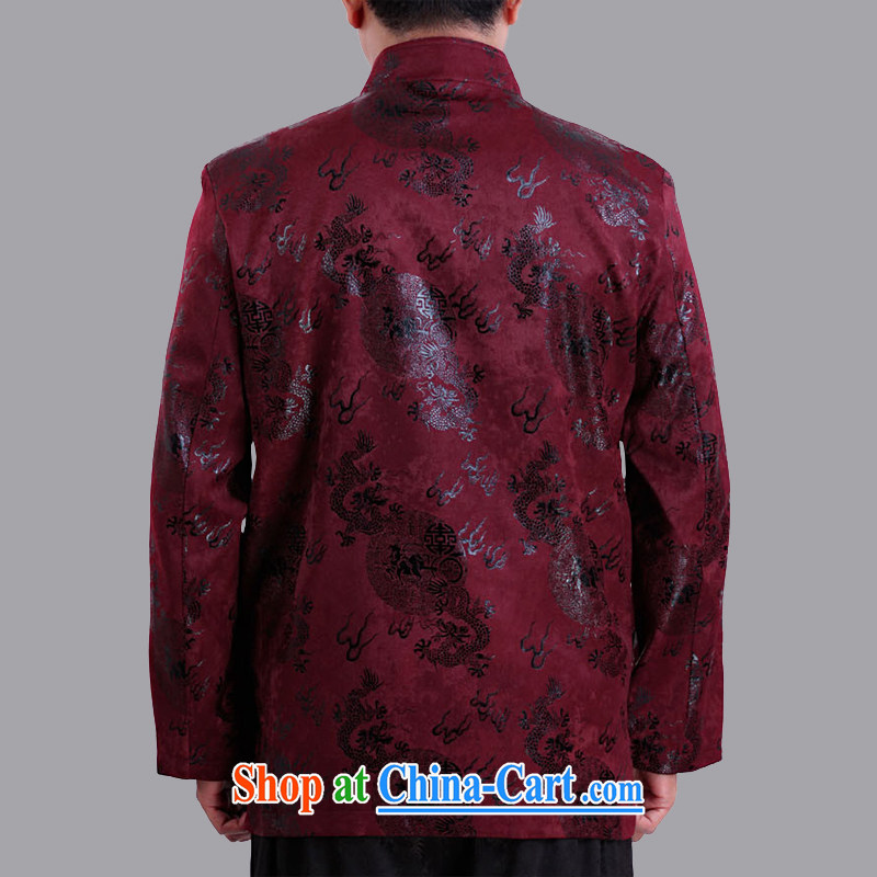 Adam's elderly fall and winter male Chinese thin quilted coat loose long-sleeved Tang jackets men and elderly men fall short on 1282 red 170, spring and autumn, Adam, elderly, and shopping on the Internet