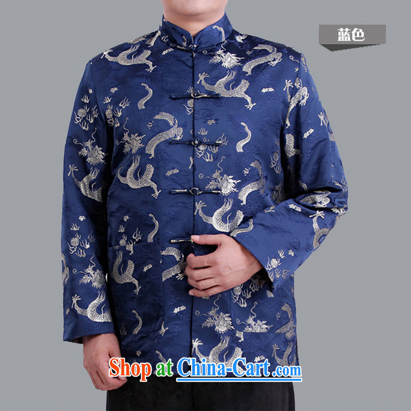 Adam's old winter, older men's China wind Dragon men's long-sleeved Tang jackets, for men and ethnic wind clothing 1102 blue 180, Adam's elderly, shopping on the Internet