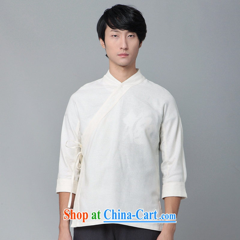 Fujing Qipai Tang improved the service men's cotton the Chinese nation and Chinese wind stylish kung fu shirt exercises a tight comfortable cynosure autumn New T-shirt 390 white XL, Fujing Qipai Tang (Design seventang), online shopping