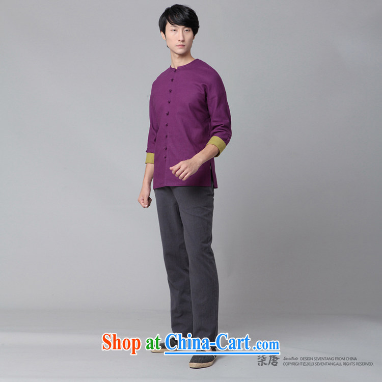 Fujing Qipai Tang China wind spring Casual Shirt Tang with long-sleeved cotton the improved national jacket arm cuff round-collar Chinese men detained the 9 T-shirt 391 white XL pictures, price, brand platters! Elections are good character, the national distribution, so why buy now enjoy more preferential! Health