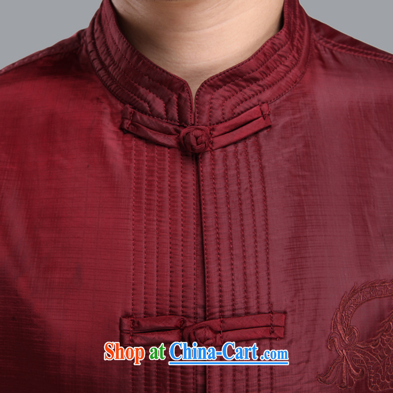 Adam's old 2015 autumn and winter new upscale, older men Tang jackets Solid Color embroidery Dragon male Tang replace M 206 maroon click the 190 code, Adam, elderly, and shopping on the Internet