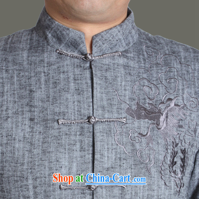 Adam's old spring and autumn 2015 new upscale men's cotton the Chinese Embroidery, older male Tang with Grandpa autumn solid color jacket Y 711 gray 190, Adam's elderly, shopping on the Internet