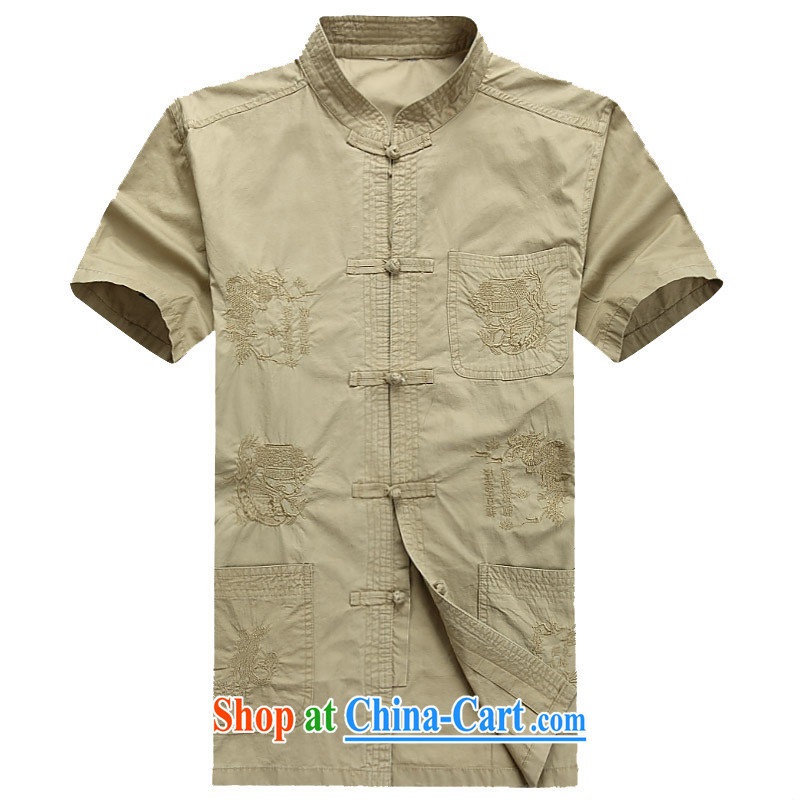 The Royal free Paul 2015 men's summer New Tang replace short-sleeved Tang replacing older half sleeve Chinese men and a short-sleeved T-shirt Chinese national costume package post card the color 190
