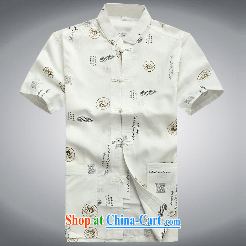 The Royal free Paul 2015 men's summer New Tang replace short-sleeved Tang replacing older half sleeve Chinese men and a short-sleeved T-shirt Chinese national costume package mail white 175