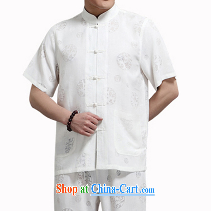 Burglary to package the Summer 15 new middle-aged and older men's summer father half sleeve round Lung Men cotton Ma short-sleeved Tang loaded package of national costumes m yellow 180 code package, Adam, elderly, and shopping on the Internet