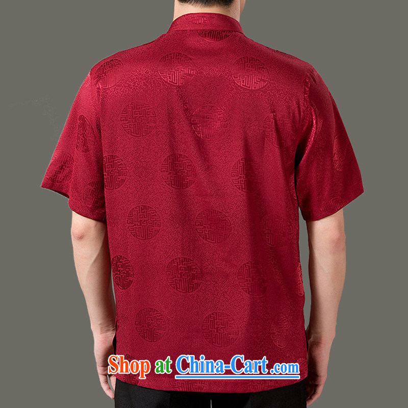 Adam's old Summer 2015 New Tang on the service men and elderly people in cultivating new short-sleeved Tang fitted T-shirt Jubilee 1000 older men and summer national costumes red 4 XL/190 T-shirt, old Adam, shopping on the Internet