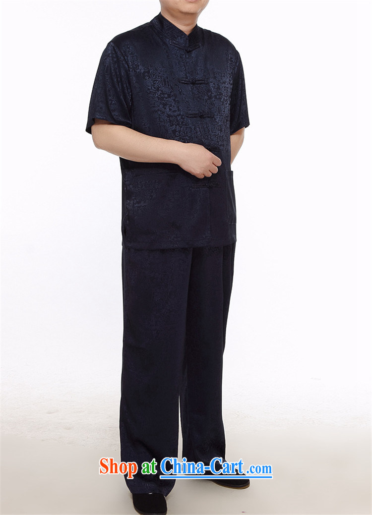 MR HENRY TANG Mount Kit 2015 summer New Men in older, Tang with relaxed version, classic Chinese Chinese short sleeve with the River During the Qingming Festival dark blue XXL pictures, price, brand platters! Elections are good character, the national distribution, so why buy now enjoy more preferential! Health