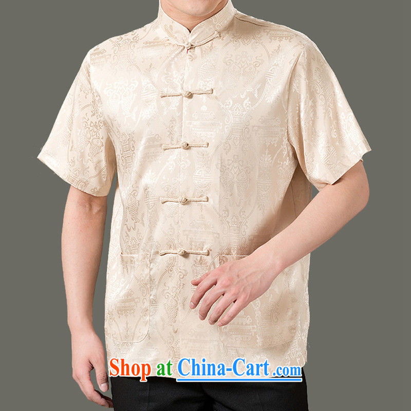 Huge benefit from Adam's old Summer 15 new upscale male loose short-sleeved summer men's national service, older men double-fish half sleeve with short T-shirt father short-sleeved cream this beauty concept, it is recommended that large numbers, Adam's el