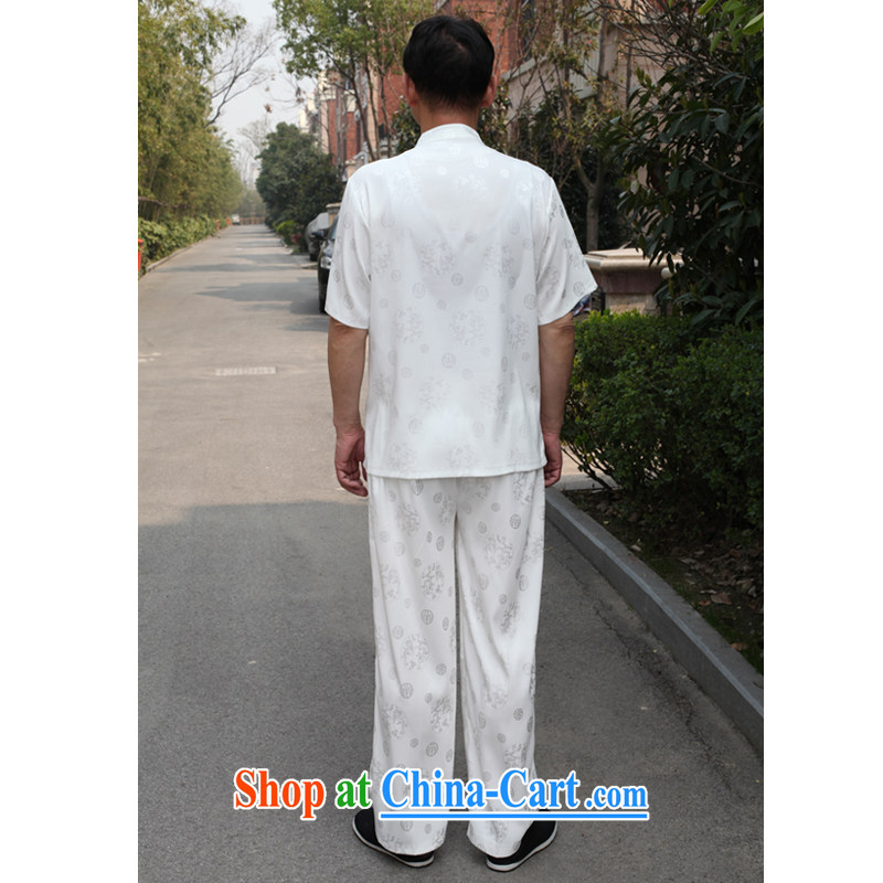 Consultations with older Chinese men's short-sleeve kit China wind, older men's leisure Dragon tattoo men's shirts short summer package with his father on Father's Day, summer white 185/3 XL recommended weight 170 - 190 jack, according to consultations, y