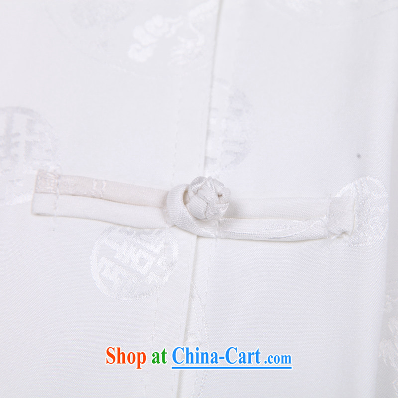 Consultations with older Chinese men's short-sleeve kit China wind, older men's leisure Dragon tattoo men's shirts short summer package with his father on Father's Day, summer white 185/3 XL recommended weight 170 - 190 jack, according to consultations, y