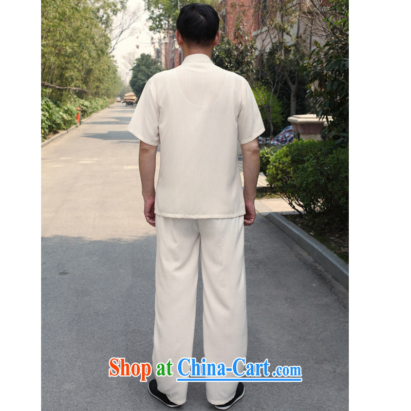 Consultations with older people in the Chinese short-sleeve kit cotton linens home leisure father replace summer Chinese Tang package installed on Father's Day Gift China wind summer, white 175/XL recommended weight 130 - 150 jack, according to consultati