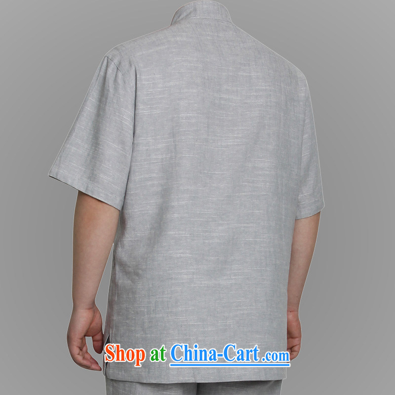 In accordance with the Wales 2015 summer new leisure cotton mA short-sleeved men's Tang on the older Chinese package leisure national costumes, 1418 - blue gray - T-shirt 180/96 A road, according to Wales, and, on-line shopping