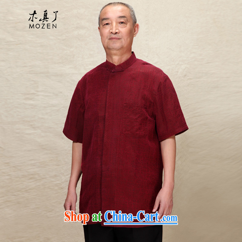 Wood is really the 2015 summer new, older Chinese T-shirt silk half sleeve male, Father With 11,610 04 deep red L