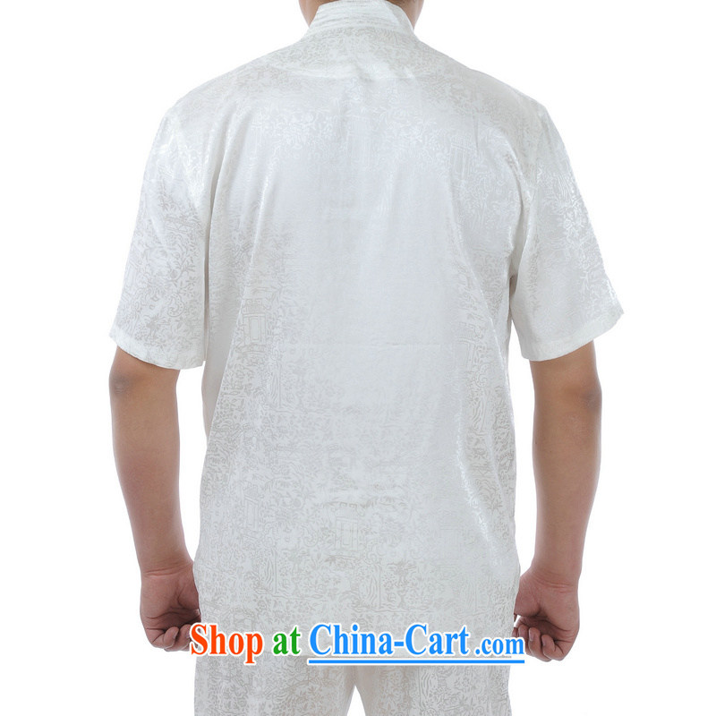 Kosovo's Mu tang on the older male Chinese summer, for Chinese wind older Chinese Chinese short-sleeved T-shirt white 56, MU (woermu), shopping on the Internet
