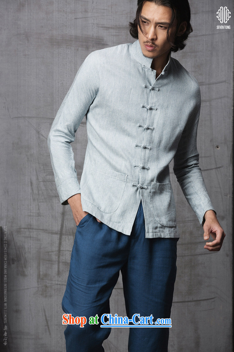 Fujing Qipai Tang China wind men's clothing spring fashion Tang import silk linen fabrics original design Chinese, for the charge-back jacket high-end national costumes 1515 light blue jeans L pictures, price, brand platters! Elections are good character, the national distribution, so why buy now enjoy more preferential! Health