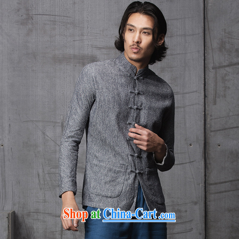 Fujing Qipai Tang China wind men's spring fashion Tang import silk linen fabrics original design Chinese, for the charge-back jacket high-end national costumes 1515 light blue jeans L, Fujing Qipai Tang (Design seventang), and shopping on the Internet