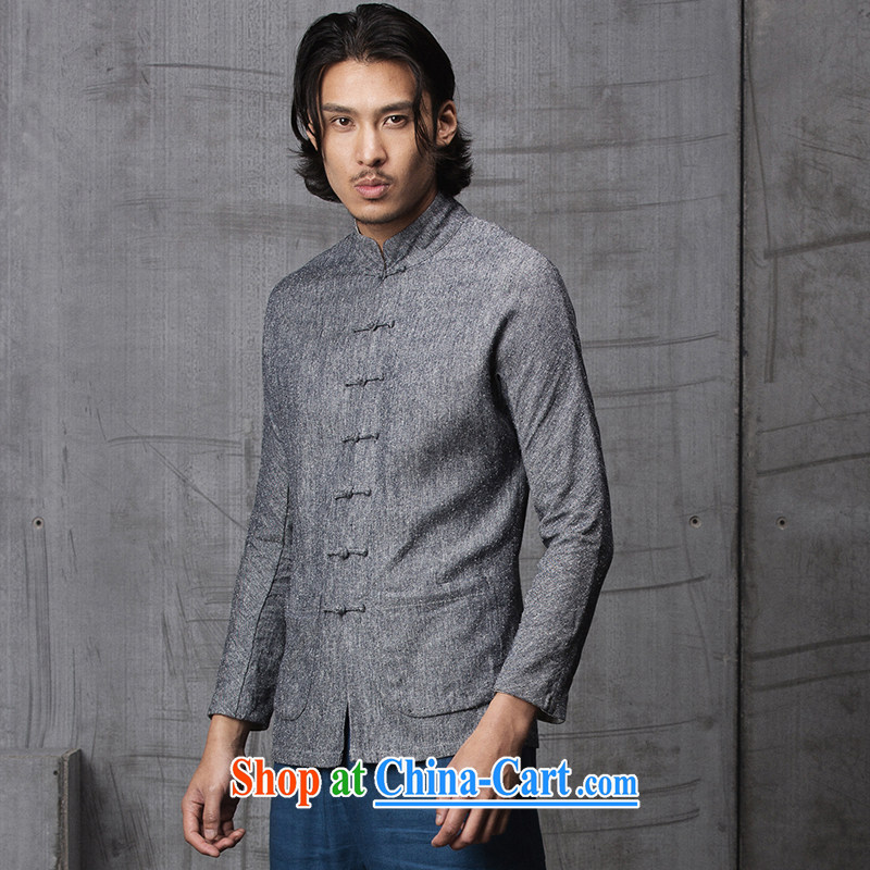 Fujing Qipai Tang China wind men's spring fashion Tang import silk linen fabrics original design Chinese, for the charge-back jacket high-end national costumes 1515 light blue jeans L, Fujing Qipai Tang (Design seventang), and shopping on the Internet