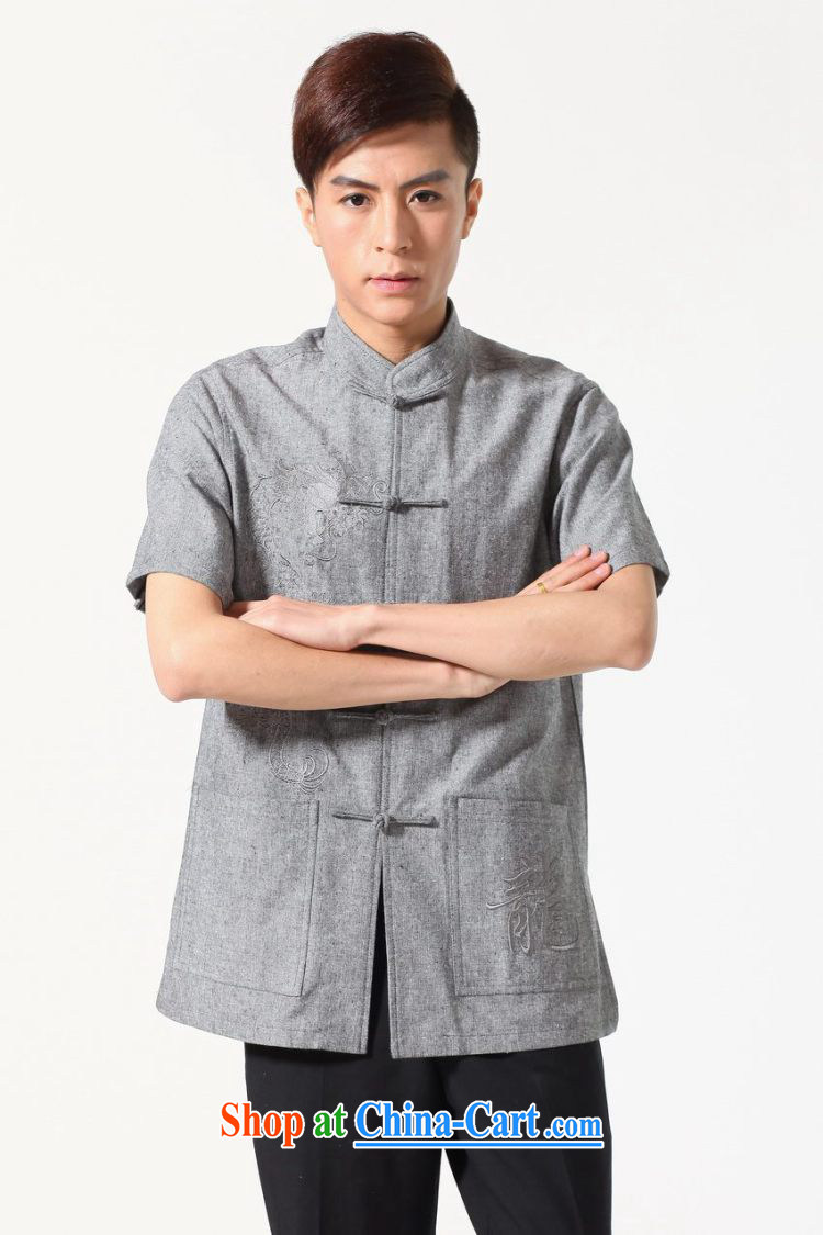 An Jing summer new short-sleeved Chinese Chinese improved smock large, male, for embroidered cotton the Chinese shirt M 0052 light gray XXL (160 - 175 ) jack pictures, price, brand platters! Elections are good character, the national distribution, so why buy now enjoy more preferential! Health
